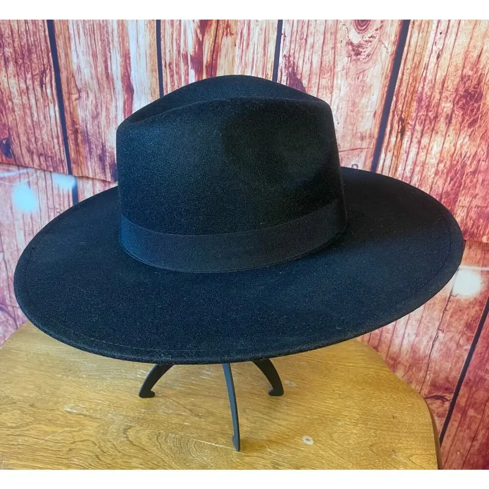 NWT Poppy & Peonies Rancher Hat in Black Adjustable Vegan Discontinued